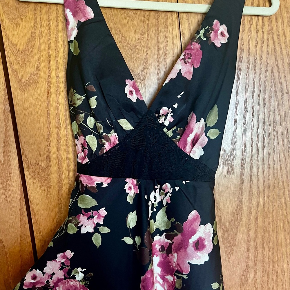 Lulu's Black Dress with Pink Floral Accents